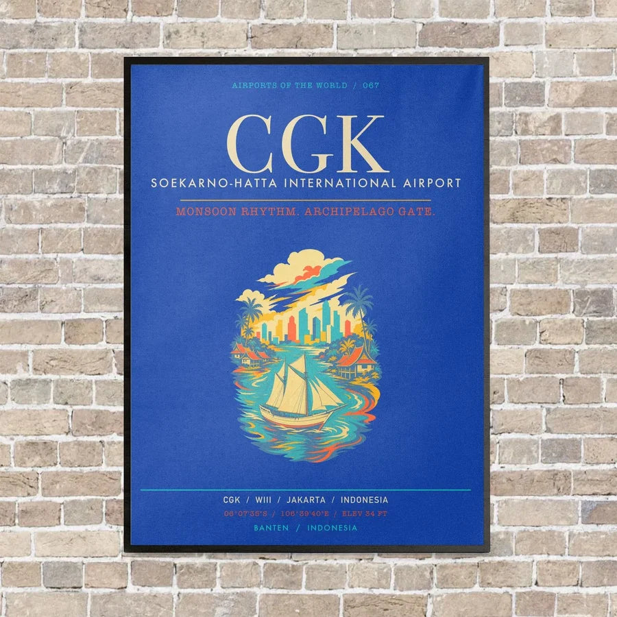 Jakarta Soekarno-Hatta International Airport CGK - Canvas Framed - Blue