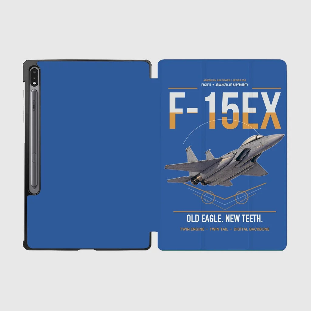 F-15EX Eagle II design on blue samsung tablet tablet case