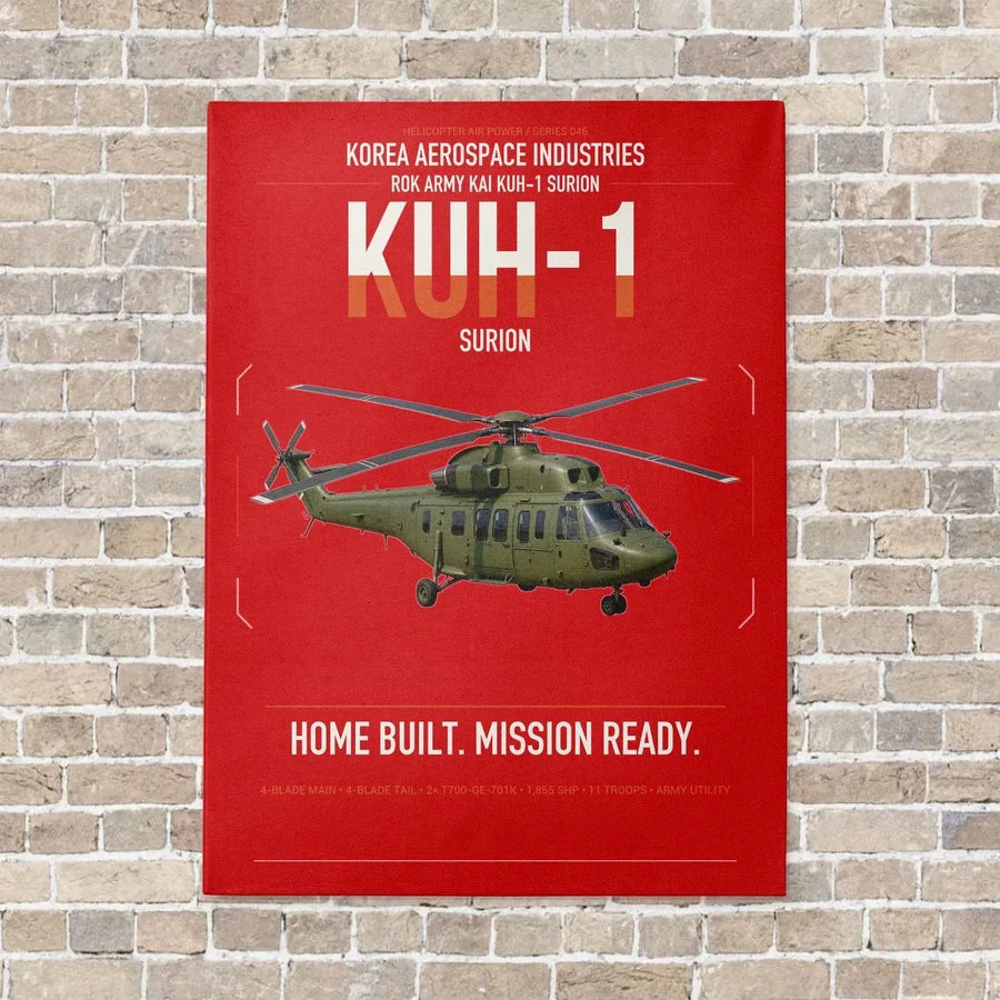 Korea Aerospace Industries KUH-1 Surion vertical canvas print - no frame - red background