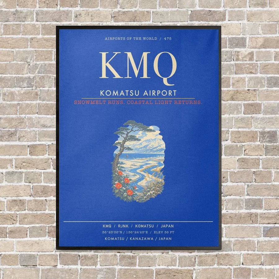 Komatsu Airport KMQ - Canvas Framed - Blue