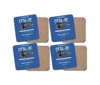 Thumbnail for CF34-8E design on blue 4 pieces set coaster