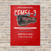 Thumbnail for CFM56-3 vertical canvas print - no frame - red background