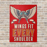 Thumbnail for Wings Fit Every Shoulder vertical canvas print - no frame - red background