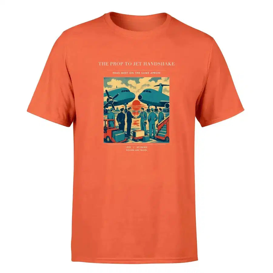 VINTAGE G4385 - The Prop To Jet Handshake - Premium T-Shirt design on orange premium t shirt