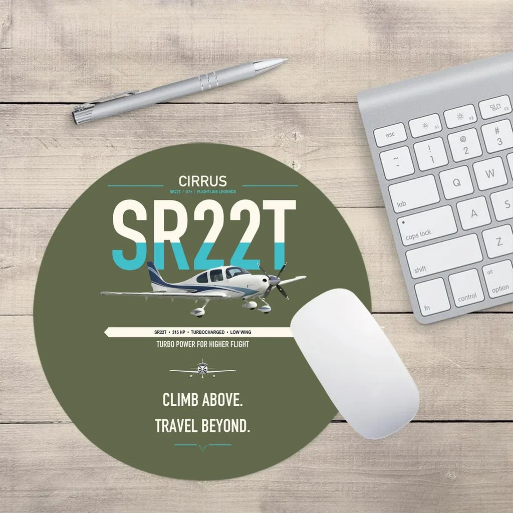 Cirrus SR22T design on green army round mouse pad