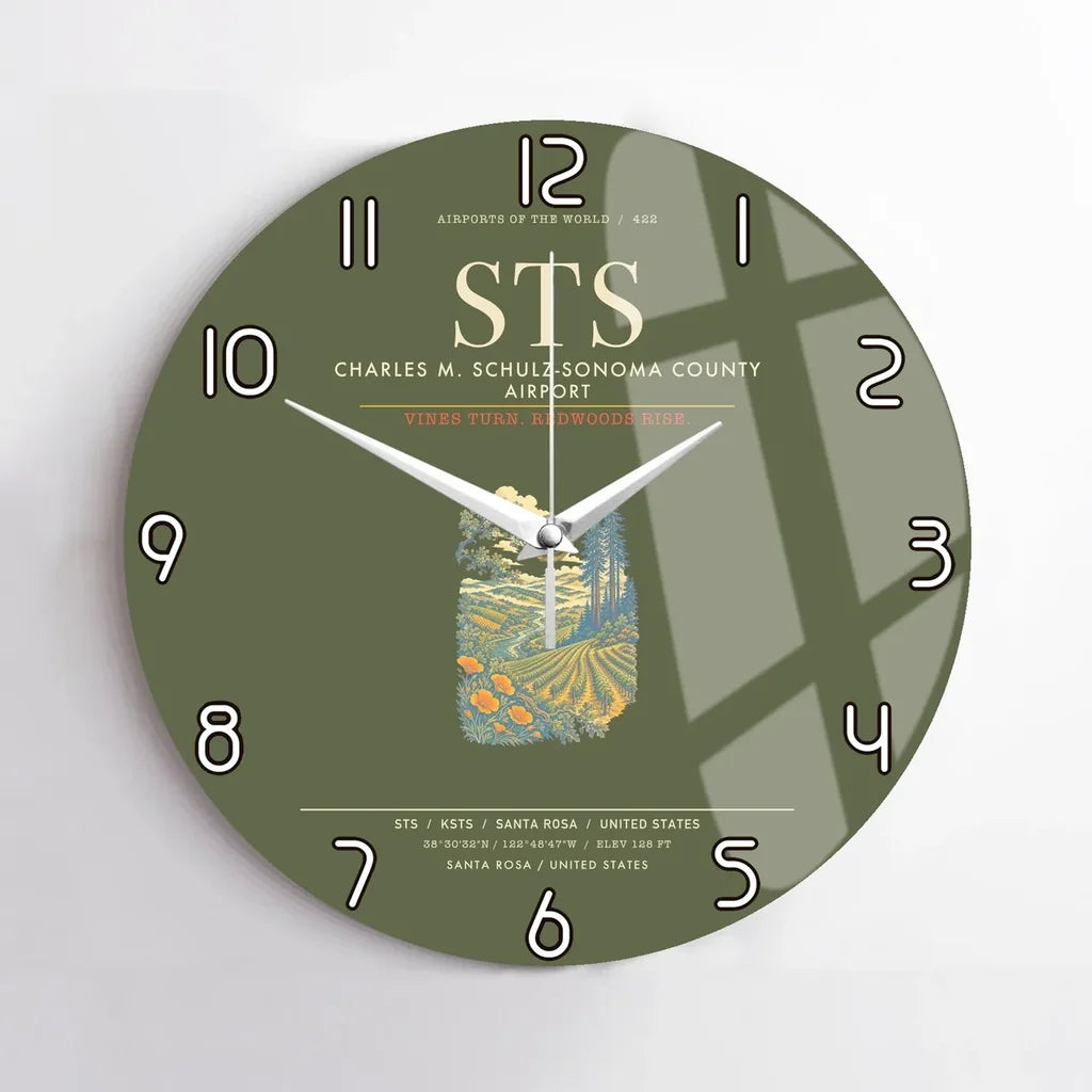 Charles M. SchulzSonoma County Airport Santa Rosa STS Wall-Clock No-Frame - Green Army