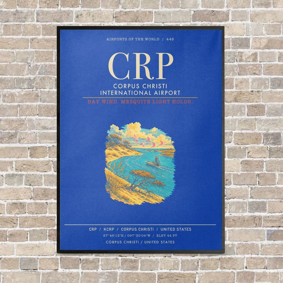 Corpus Christi International Airport CRP - Canvas Framed - Blue