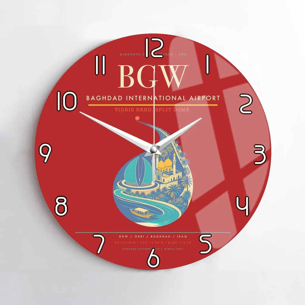Baghdad International Airport BGW Wall-Clock No-Frame - Red