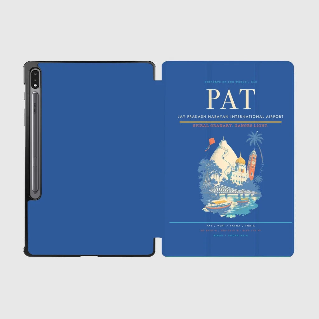 Jay Prakash Narayan International Airport (PAT) design on blue samsung tablet tablet case