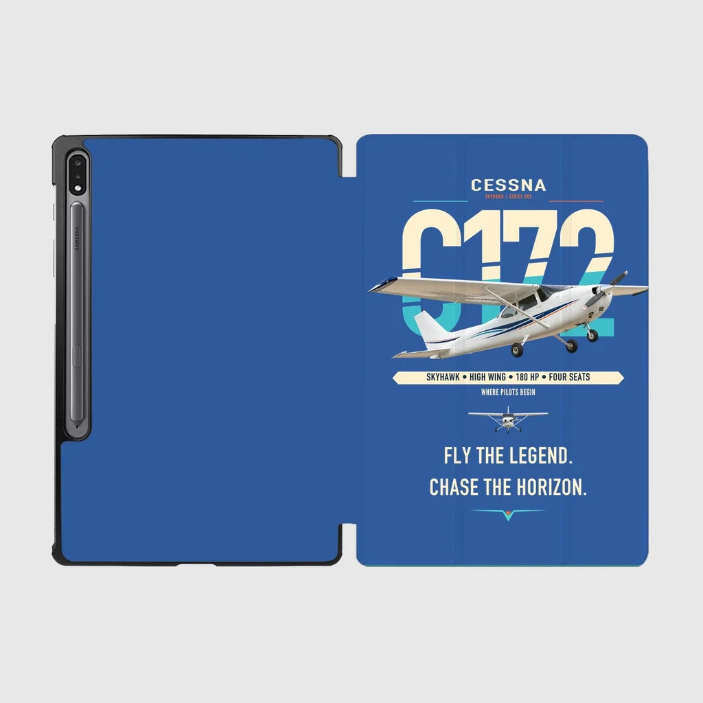 Cessna 172 Skyhawk design on blue samsung tablet tablet case