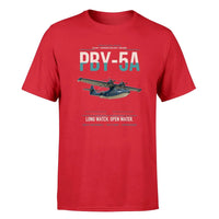 Thumbnail for PBY-5A Catalina design on red double-side t-shirt, single-side print