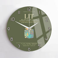 Thumbnail for Bill and Hillary Clinton National Airport - Adams Field Little Rock LIT Wall-Clock No-Frame - Green Army
