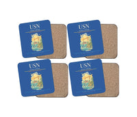 Thumbnail for Ulsan Airport (USN) design on blue 4 pieces set coaster