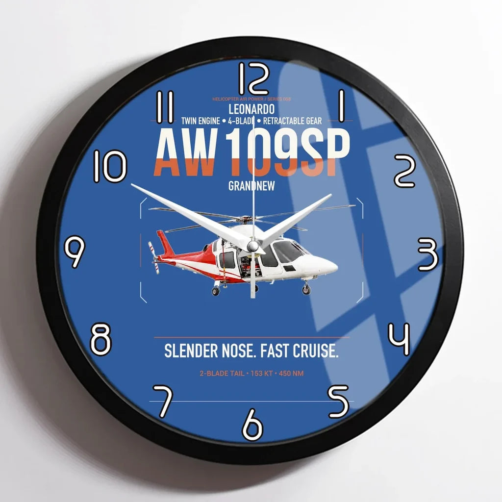 Leonardo AW109SP GrandNew design on blue framed wall clock
