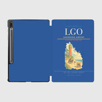 Thumbnail for Langeoog Airport (LGO) design on blue samsung tablet tablet case