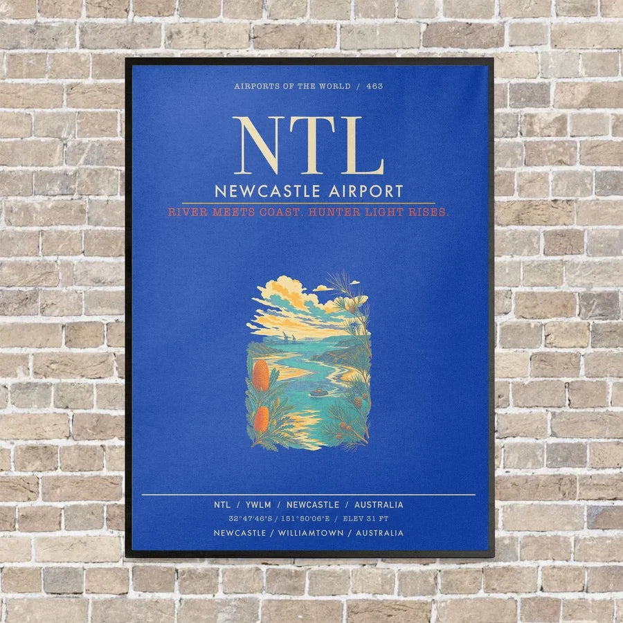 Newcastle Airport NTL - Canvas Framed - Blue