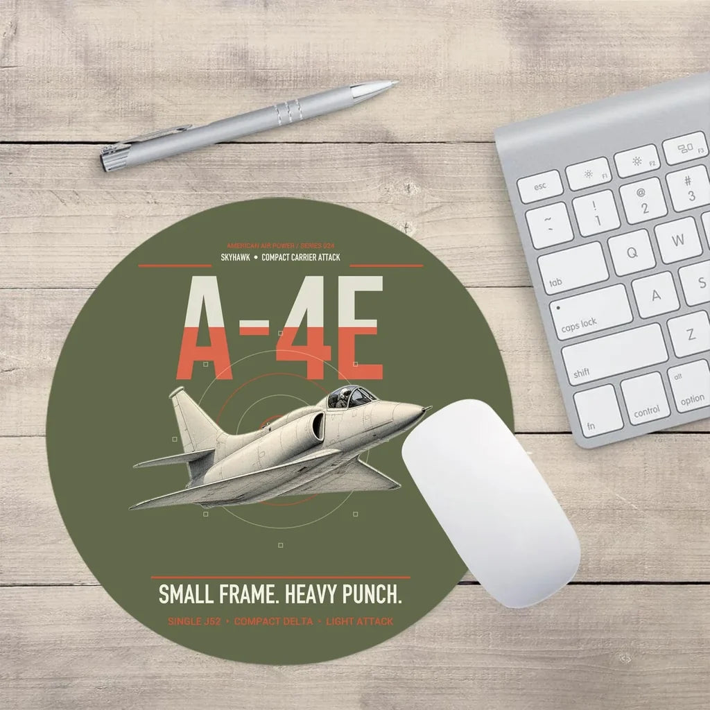 A-4E Skyhawk design on green army round mouse pad