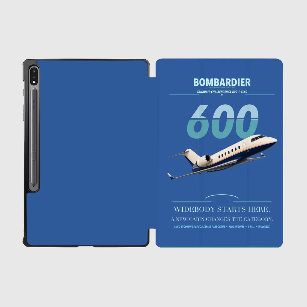 Bombardier Challenger 600 design on blue samsung tablet tablet case