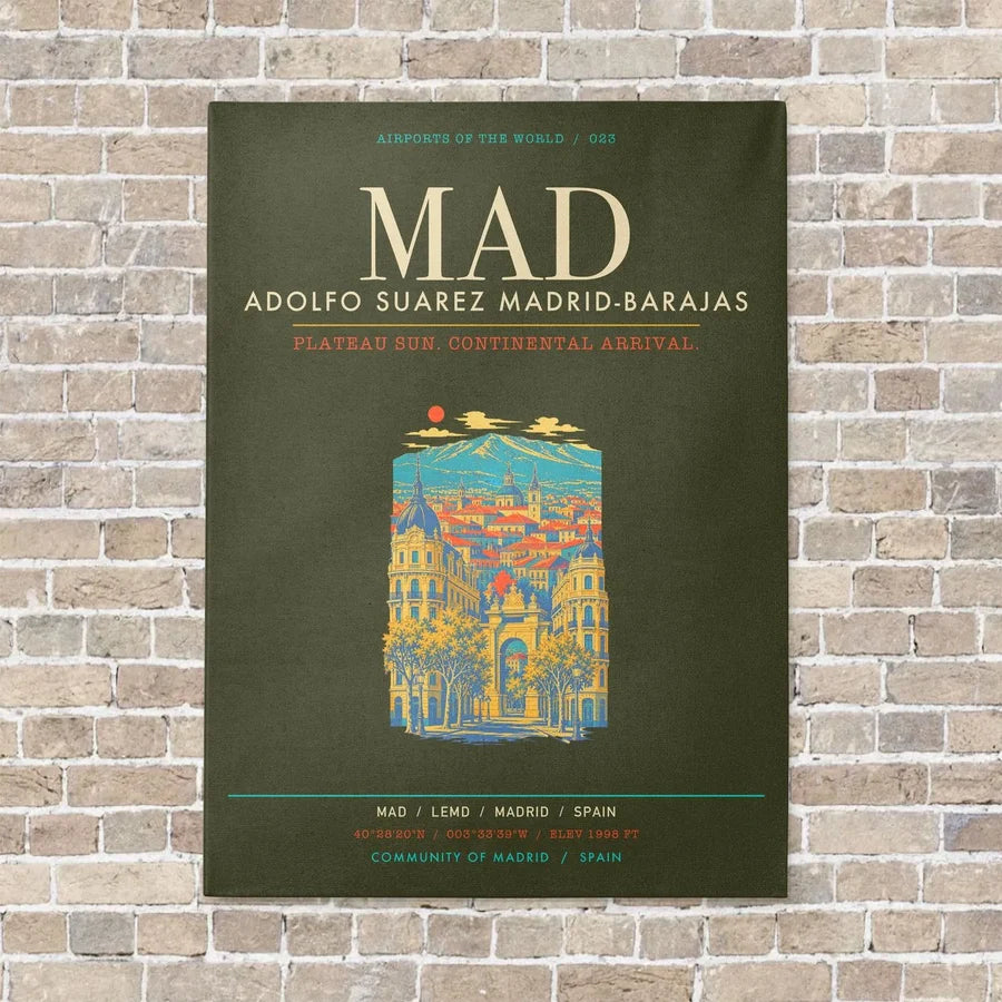 Adolfo Suarez Madrid-Barajas Airport MAD - Canvas Framed - Green Army