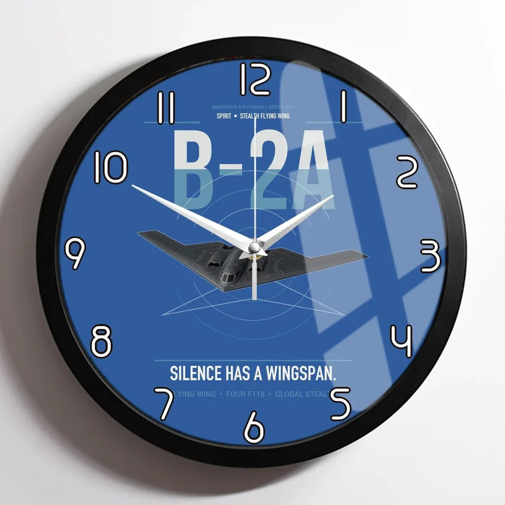 B-2A Spirit design on blue framed wall clock