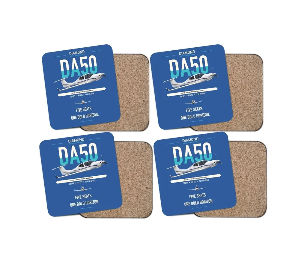 Diamond DA50 RG design on blue 4 pieces set coaster