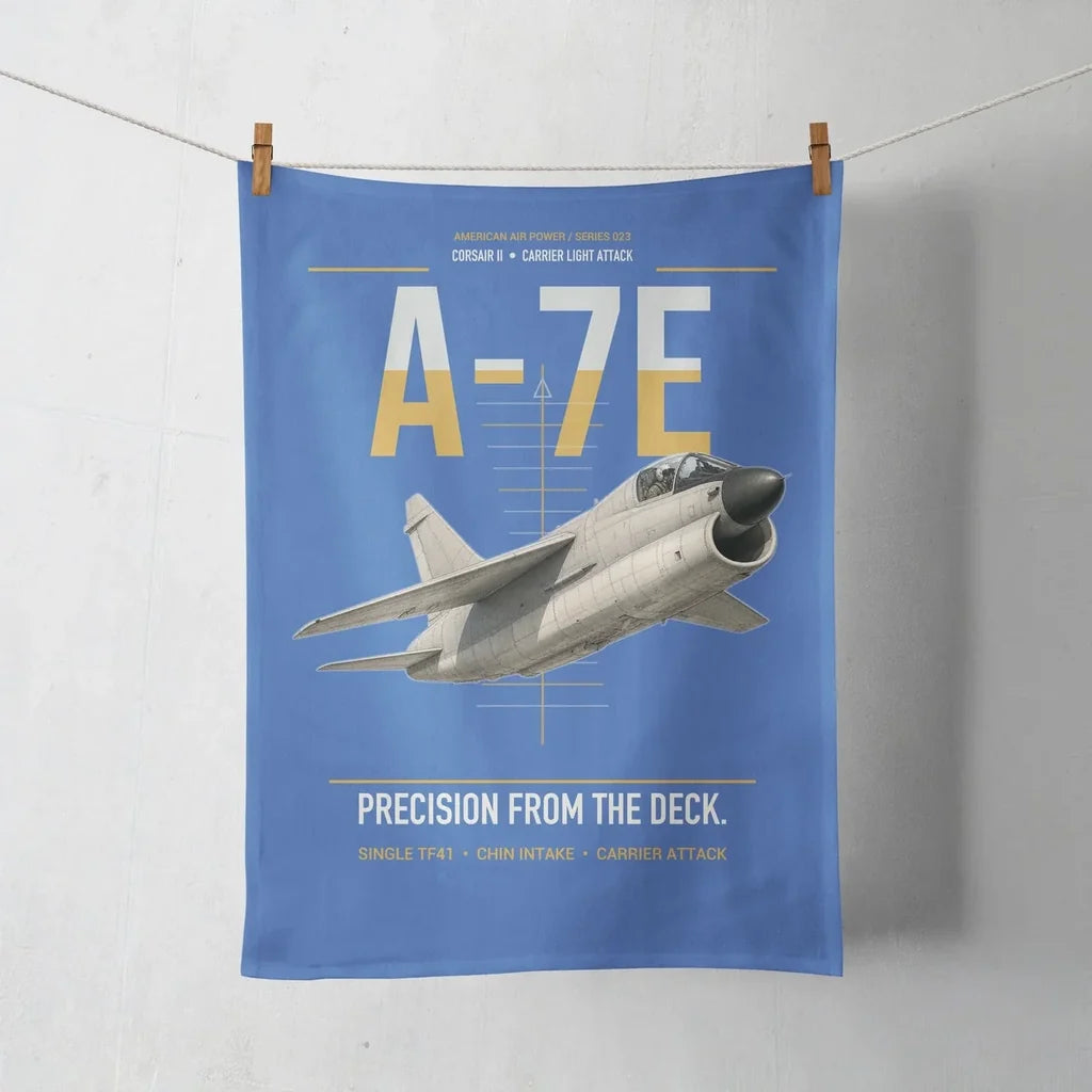 A-7E Corsair II design on blue towel
