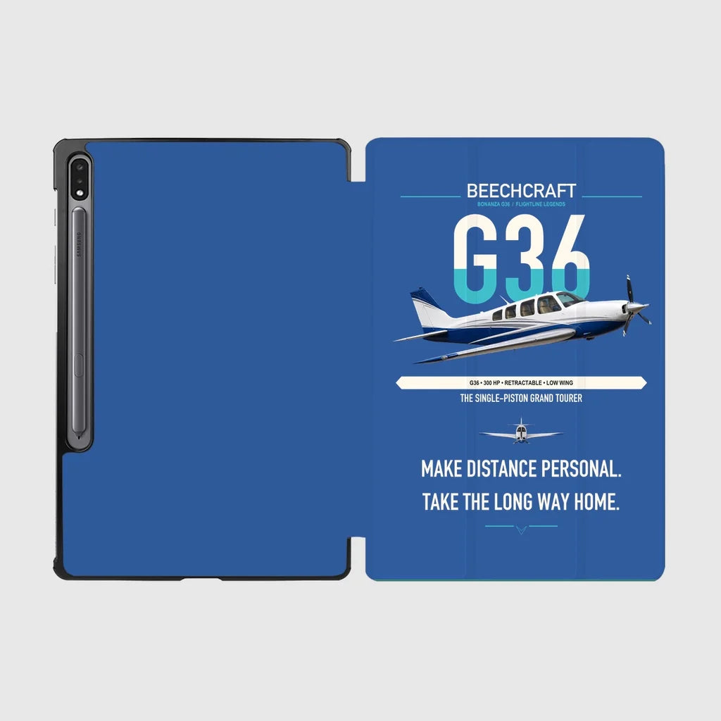 Beechcraft Bonanza G36 design on blue samsung tablet tablet case