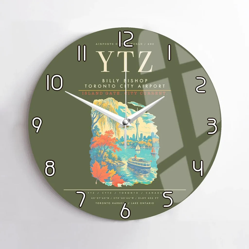 Billy Bishop Toronto City Airport YTZ Wall-Clock No-Frame - Green Army