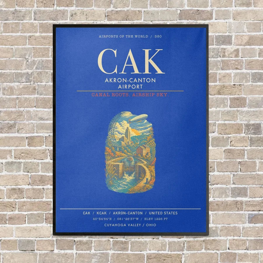 Akron-Canton Airport CAK - Canvas Framed - Blue