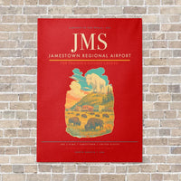 Thumbnail for Jamestown Regional Airport JMS vertical canvas print - no frame - red background