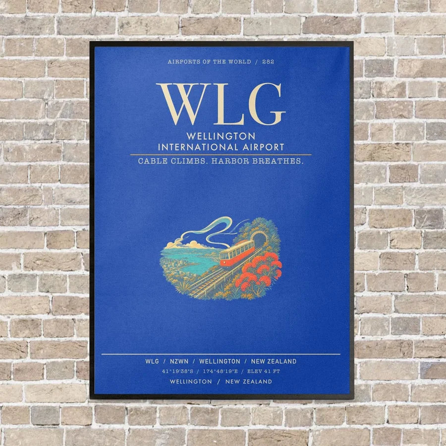 Wellington International Airport WLG - Canvas Framed - Blue