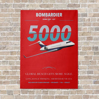 Thumbnail for Bombardier Global 5000 vertical canvas print - no frame - red background