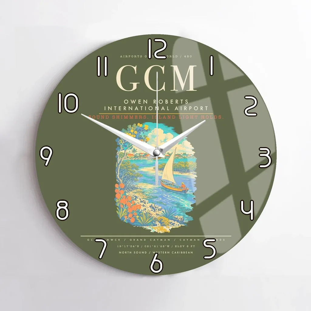 Owen Roberts International Airport GCM Wall-Clock No-Frame - Green Army