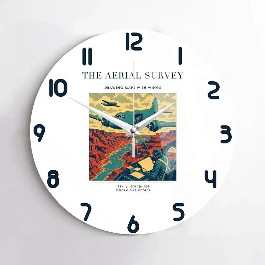 VINTAGE G4031 - The Aerial Survey - Designed Wall Clocks design on white no-frame