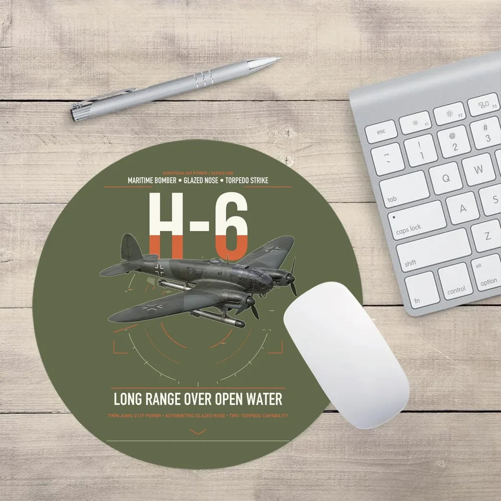 Heinkel He 111H-6 design on green army round mouse pad