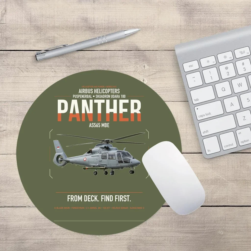 Airbus Helicopters AS565 MBe Panther design on green army round mouse pad