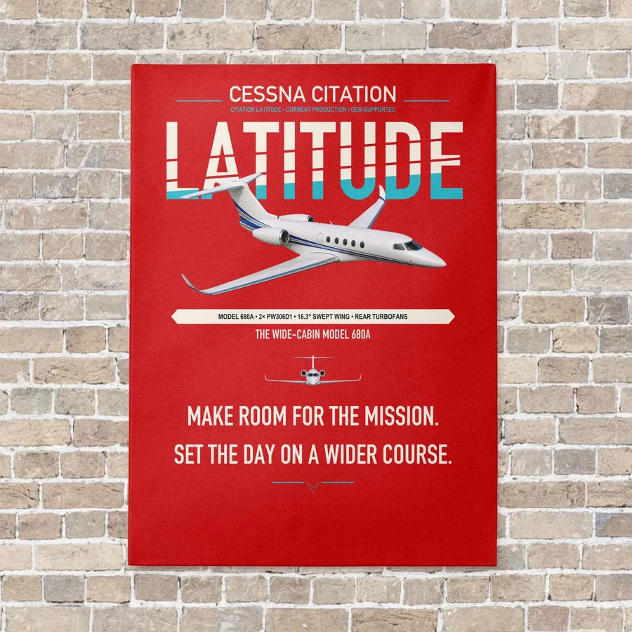 Cessna Citation Latitude vertical canvas print - no frame - red background