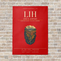 Thumbnail for Līhuʻe Airport LIH vertical canvas print - no frame - red background
