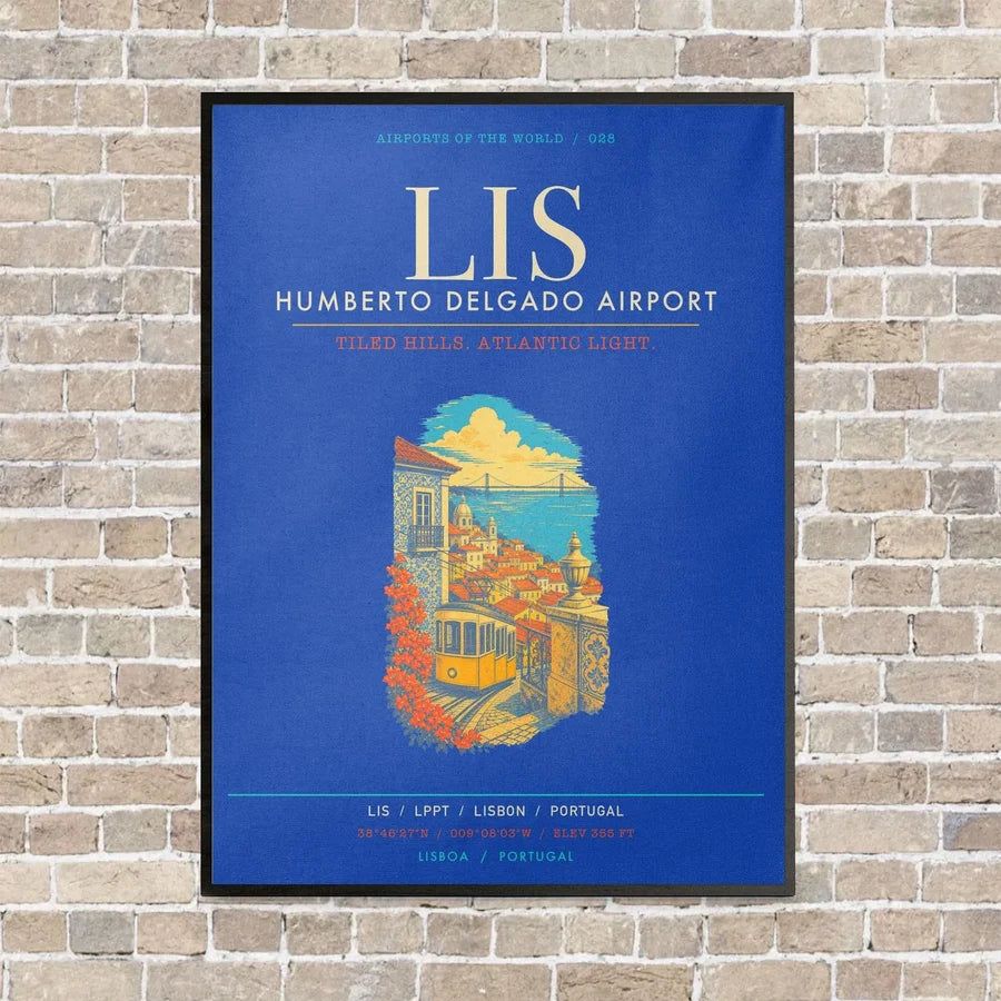 Lisbon Humberto Delgado Airport LIS - Canvas Framed - Blue