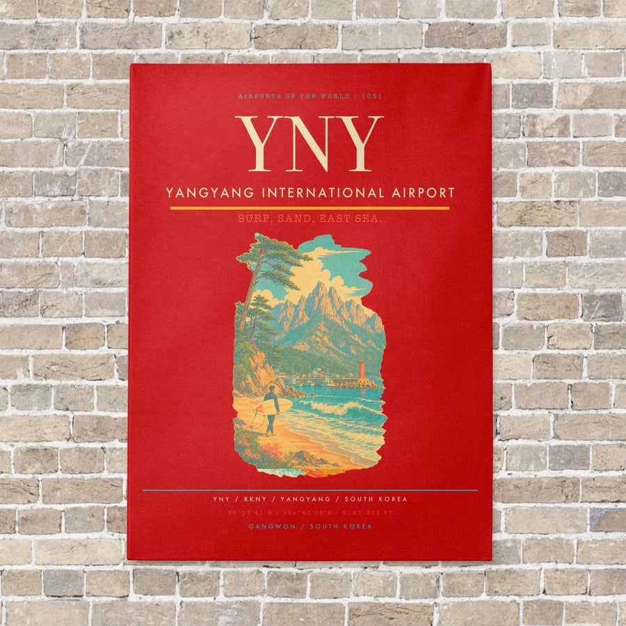 Yangyang International Airport YNY vertical canvas print - no frame - red background