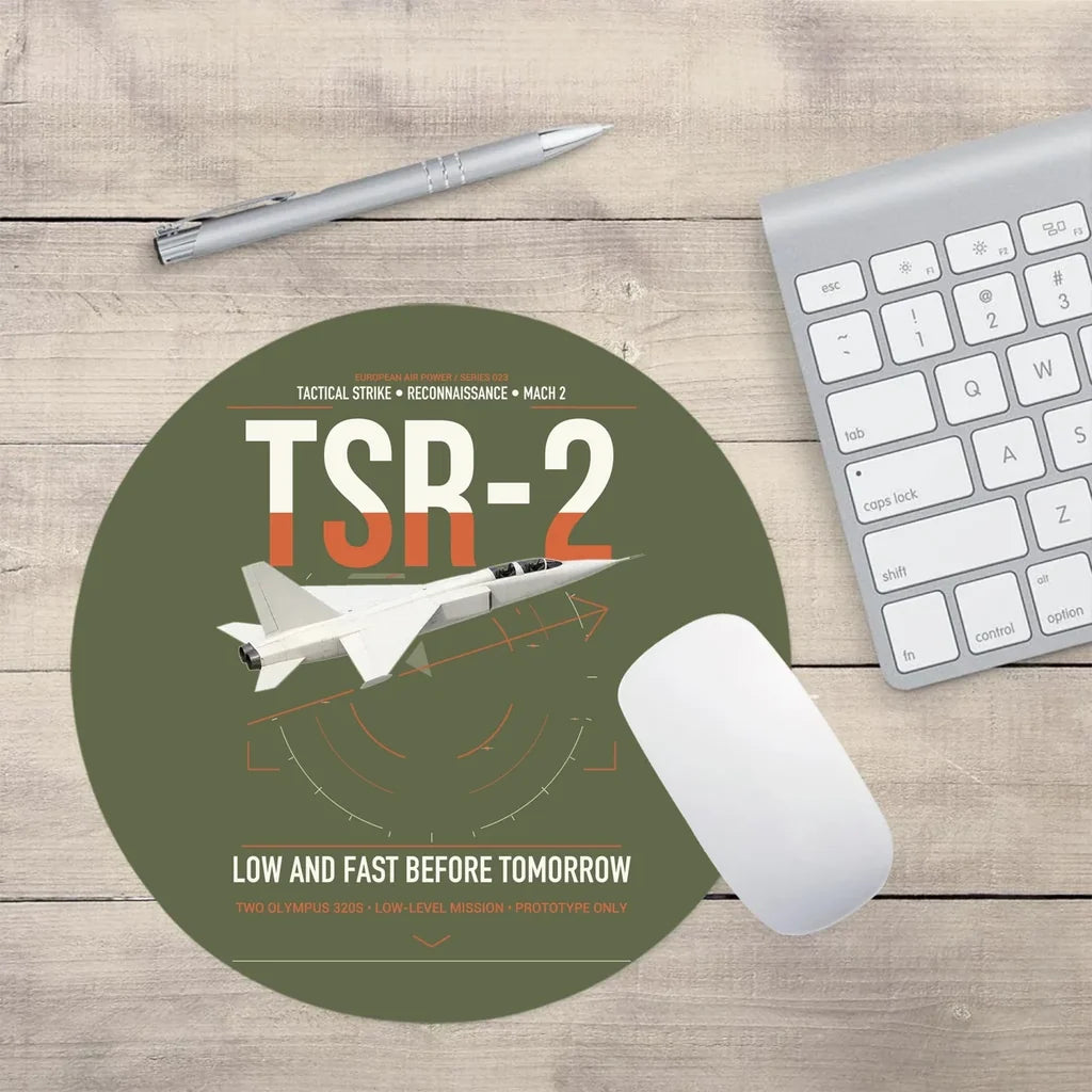 BAC TSR-2 design on green army round mouse pad