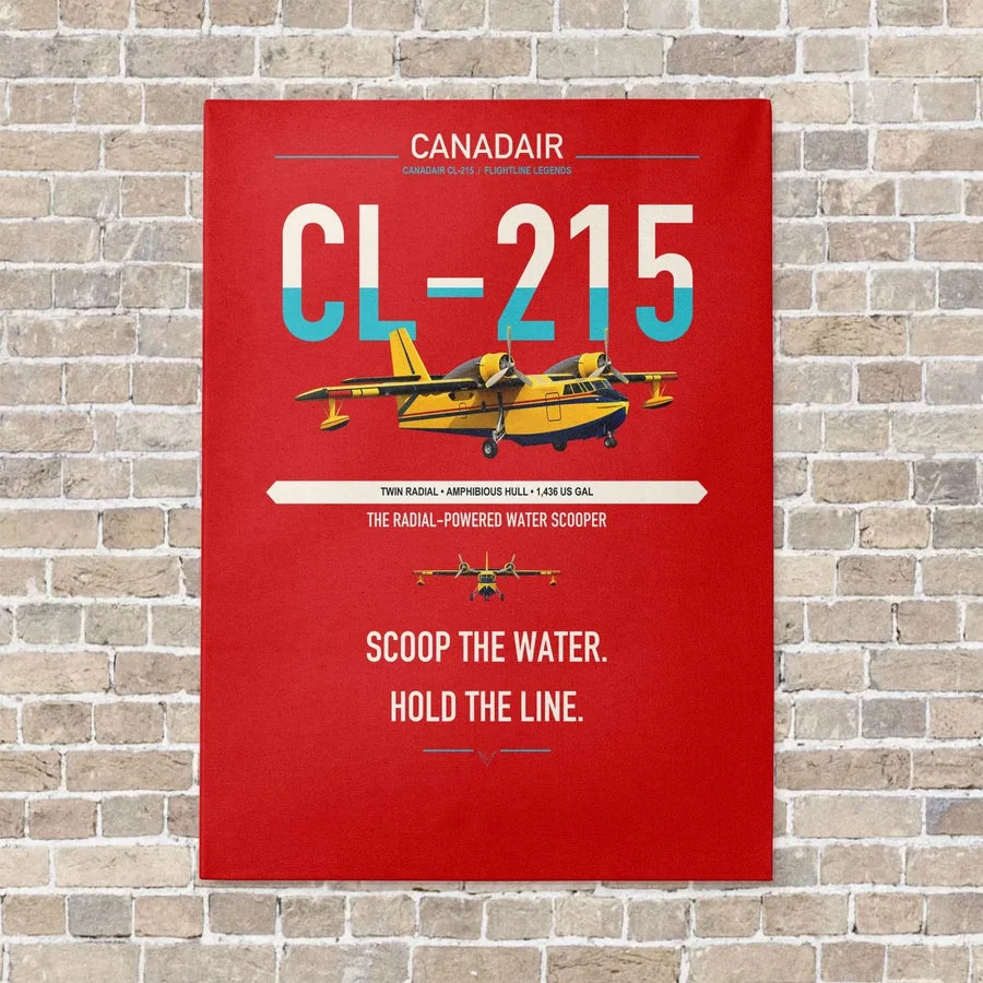 Canadair CL-215 vertical canvas print - no frame - red background