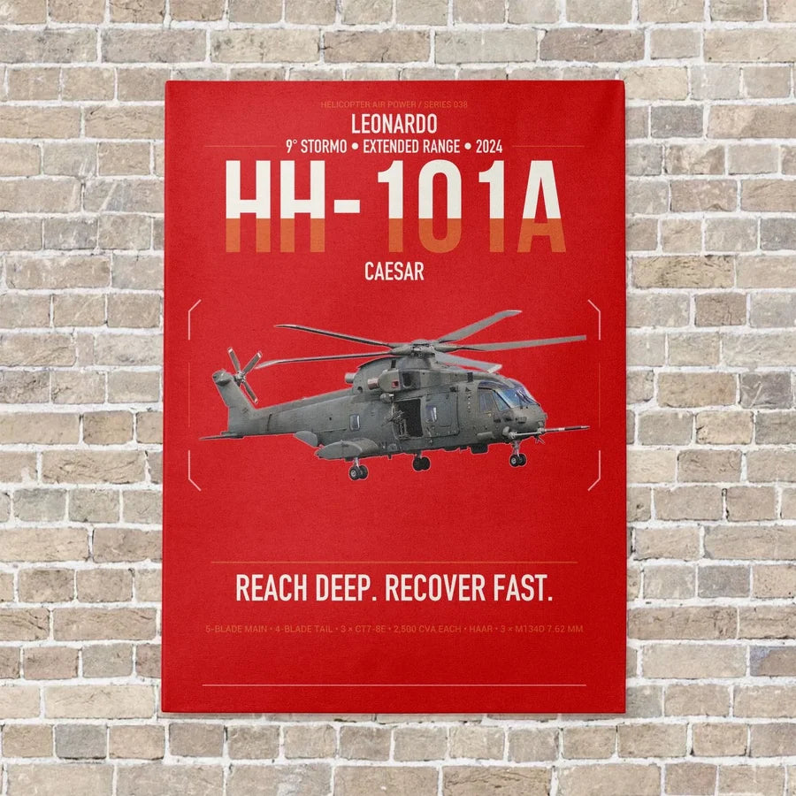 Leonardo HH-101A Caesar vertical canvas print - no frame - red background