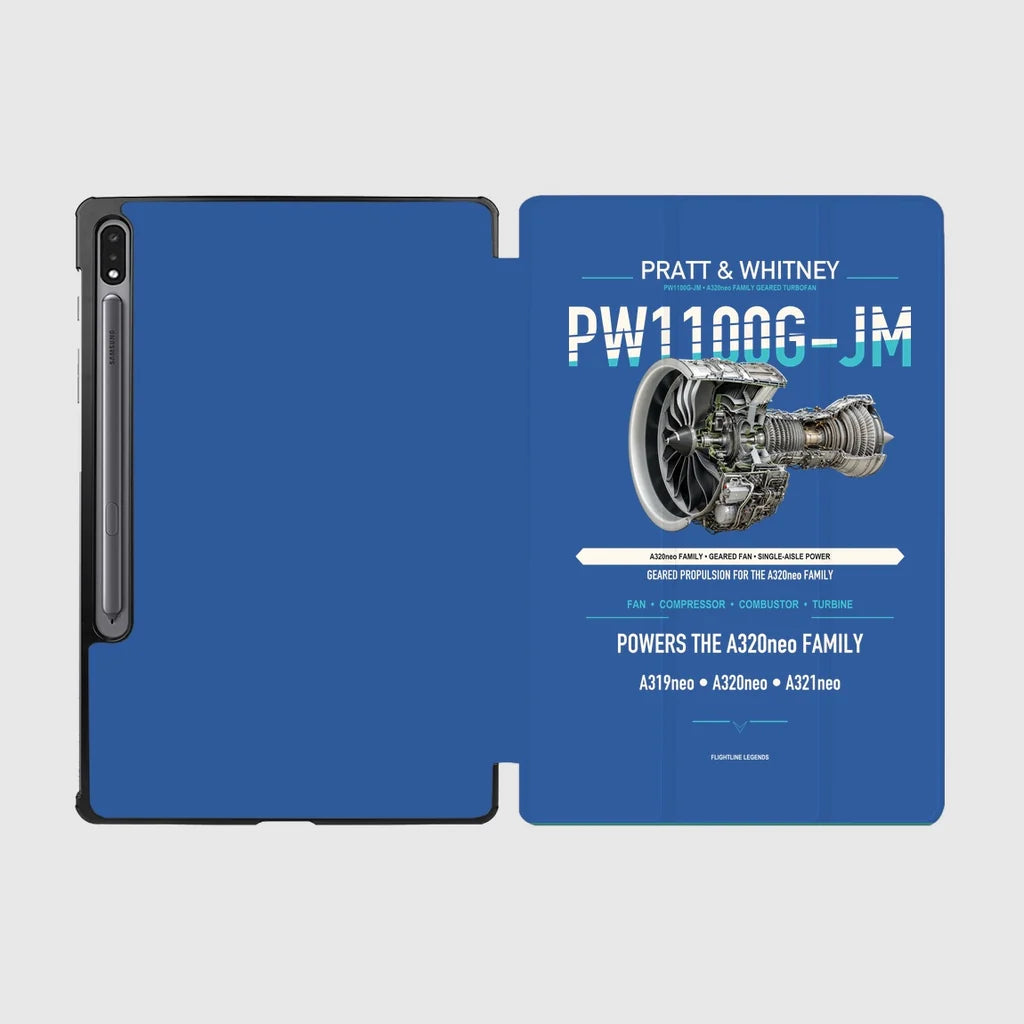 PW1100G-JM design on blue samsung tablet tablet case