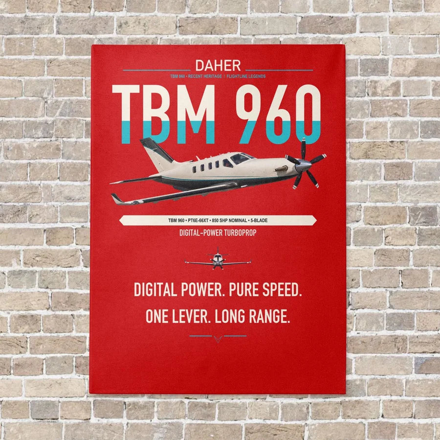 Daher TBM 960 vertical canvas print - no frame - red background