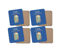 Thumbnail for Ust-Kamenogorsk Airport (UKK) design on blue 4 pieces set coaster