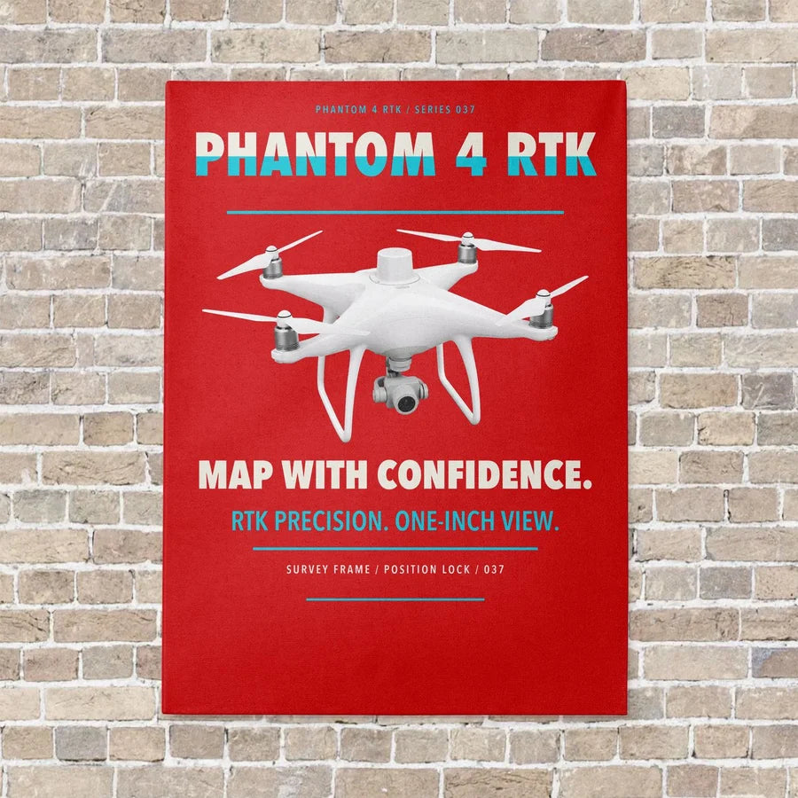DJI Phantom 4 RTK vertical canvas print - no frame - red background