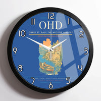 Thumbnail for Ohrid St. Paul the Apostle Airport (OHD) design on blue framed wall clock