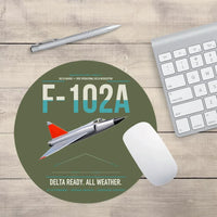 Thumbnail for F-102A Delta Dagger design on green army round mouse pad