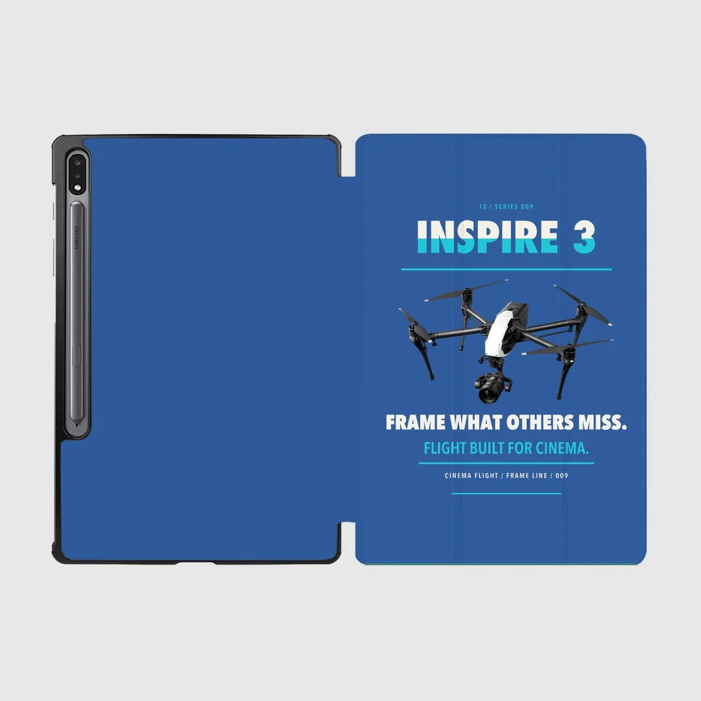 DJI Inspire 3 design on blue samsung tablet tablet case